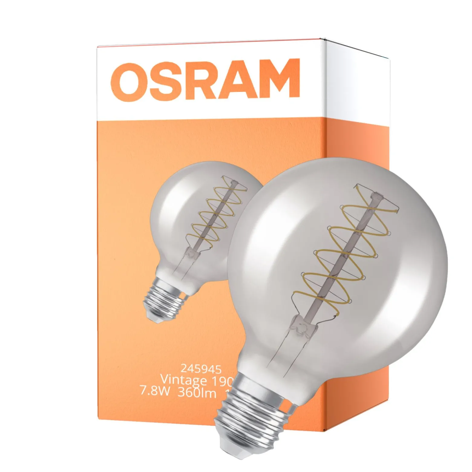 Osram Vintage 1906 LED E27 Globe Filament Smokey 95mm 7.8W 360lm - 818 Extra Warm White | Dimmable