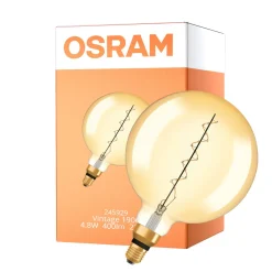 Osram Vintage 1906 LED E27 Globe Filament Gold 200mm 4.8W 400lm - 822 Extra Warm White | Dimmable
