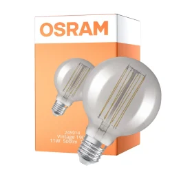 Osram Vintage 1906 LED E27 Globe Filament Smokey 125mm 11W 500lm - 818 Extra Warm White | Dimmable