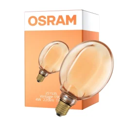Osram Vintage 1906 LED E27 Globe Filament Guld 130mm 4W 220lm - 818 Extra Varm Vit | Dimbar - Ersättare 22W