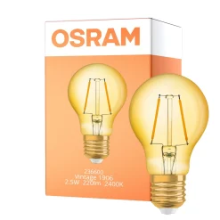 Osram Vintage 1906 LED E27 Päron Filament Guld 2.5W 220lm - 824 Extra Varm Vit | Ersättare 25W