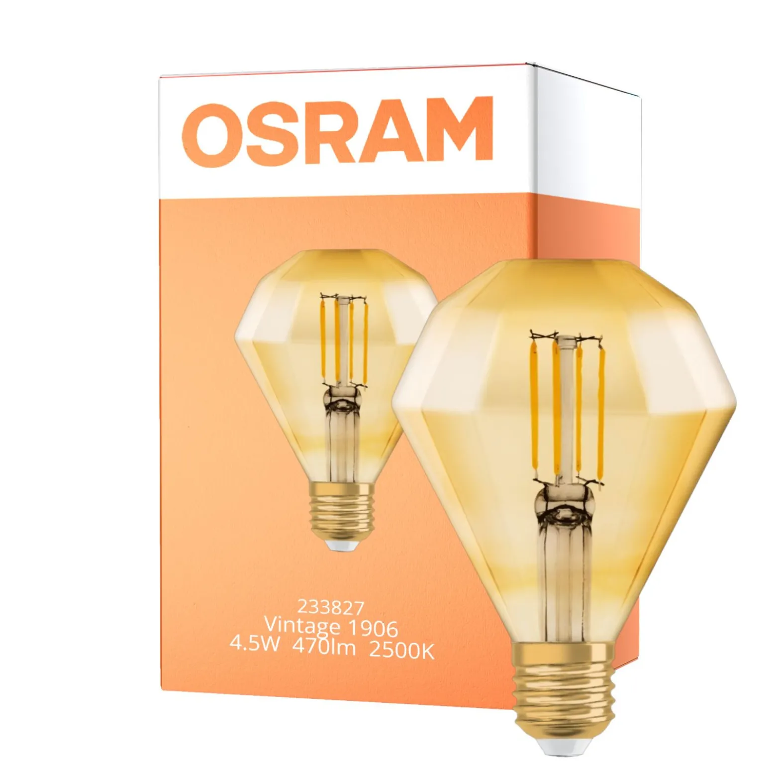 Osram Vintage 1906 LED E27 Päron Filament Guld 4.5W 420lm - 825 Extra Varm Vit | Ersättare 40W