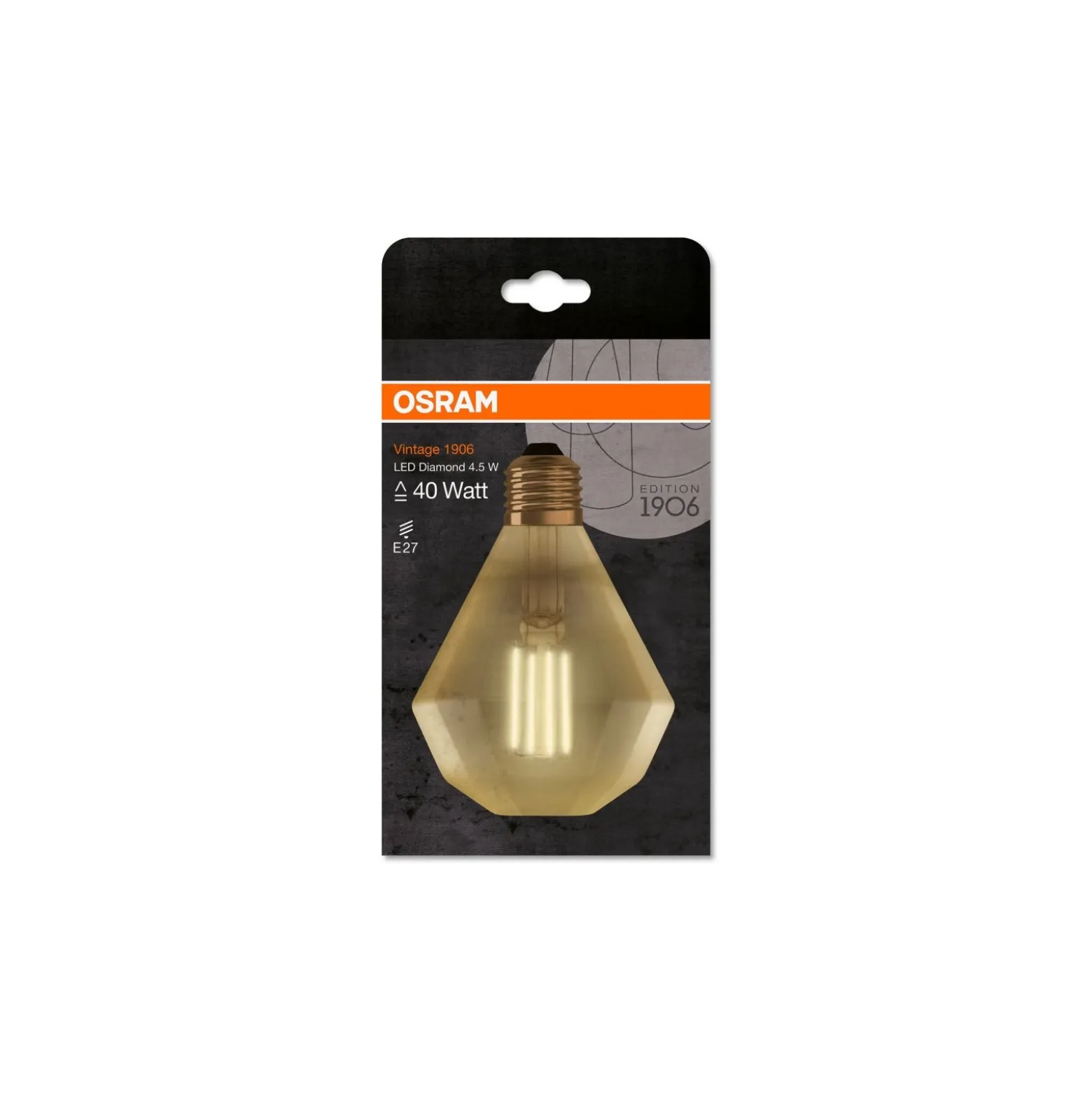 Osram Vintage 1906 LED E27 Päron Filament Guld 4.5W 420lm - 825 Extra Varm Vit | Ersättare 40W