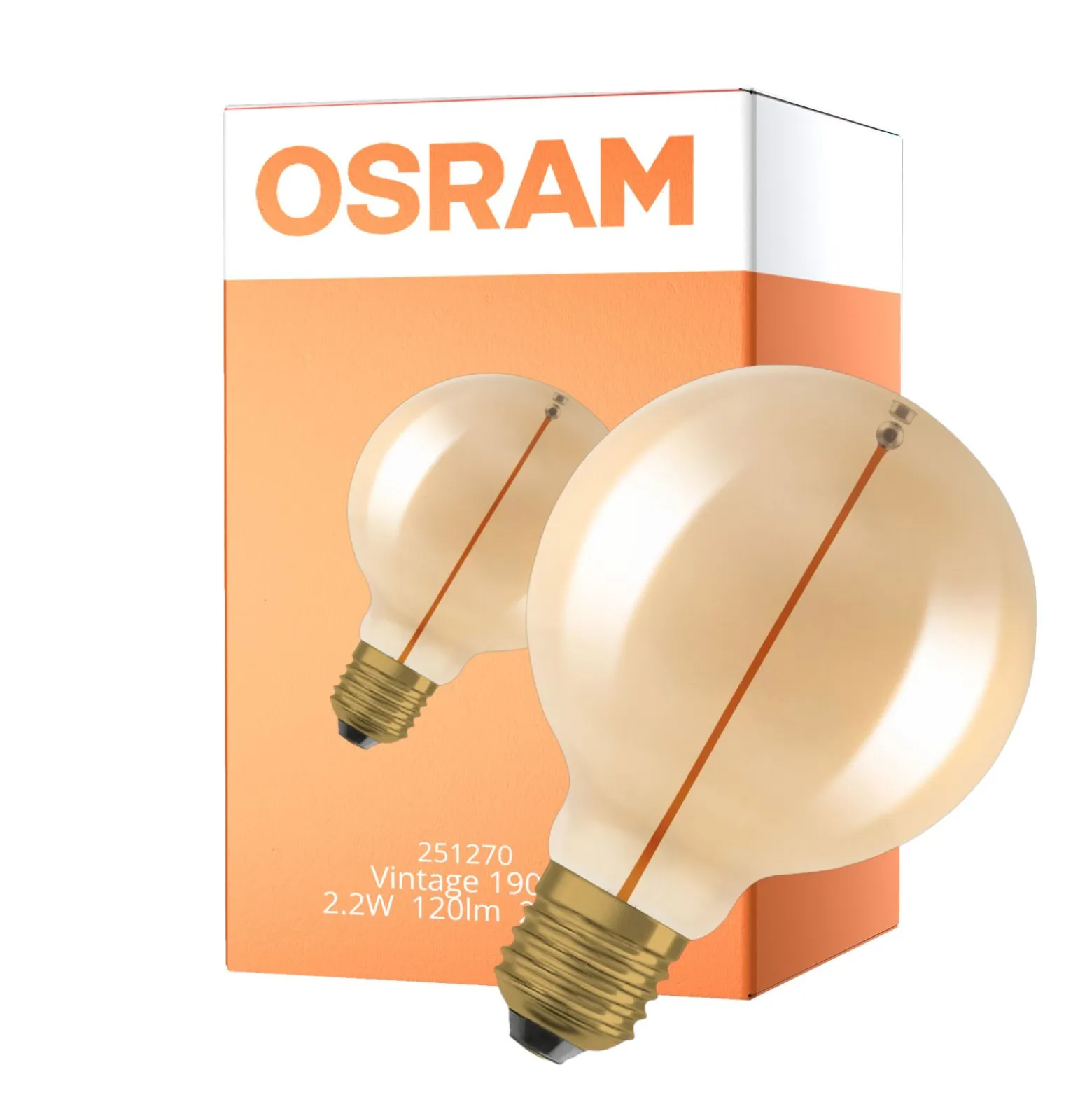 Osram Vintage 1906 LED E27 Special Filament Klar 2.2W Päron120lm - 827 Extra Varm Vit | Ersättare 15W