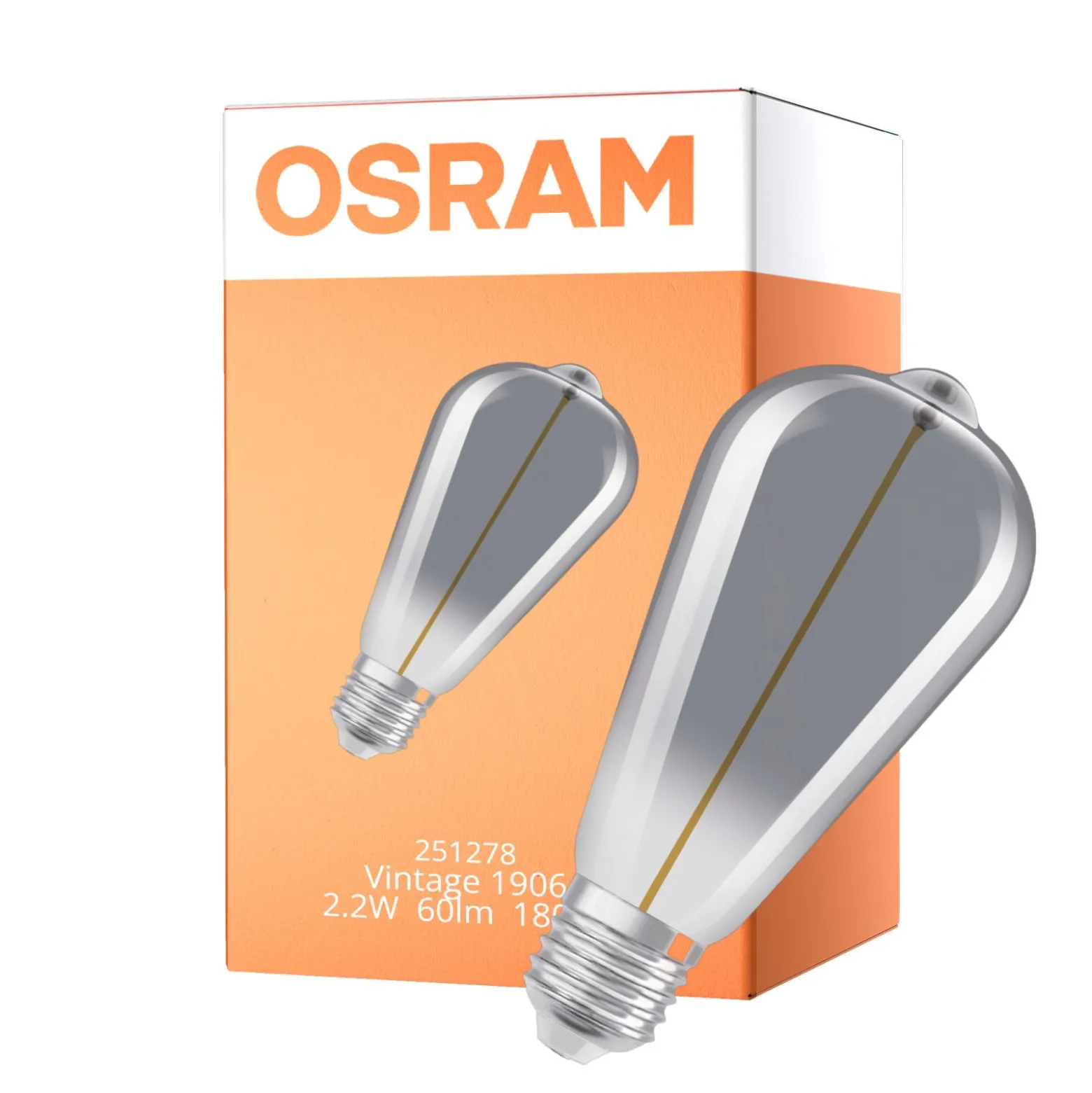 Osram Vintage 1906 LED E27 Special Filament Klar Edison 2.2W 60lm - 818 Extra Varm Vit | Ersättare 15W