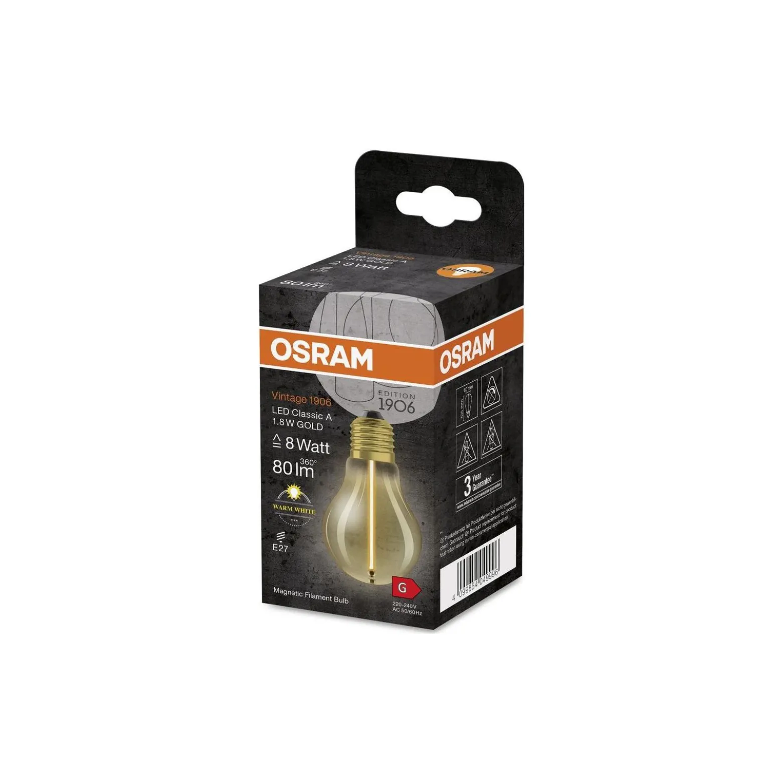 Osram Vintage 1906 LED E27 Special Filament Klar 1.8W 80lm - 827 Extra Varm Vit | Ersättare 15W