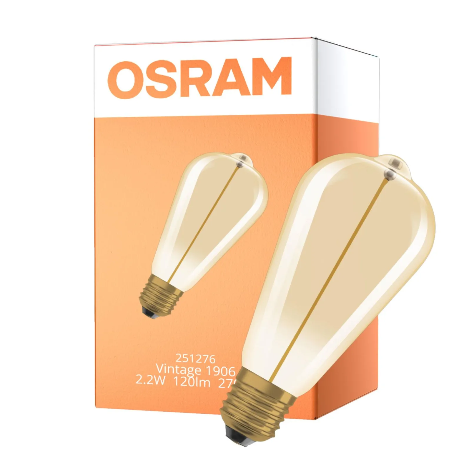 Osram Vintage 1906 LED E27 Special Filament Klar Edison 2.2W 120lm - 827 Extra Varm Vit | Ersättare 15W