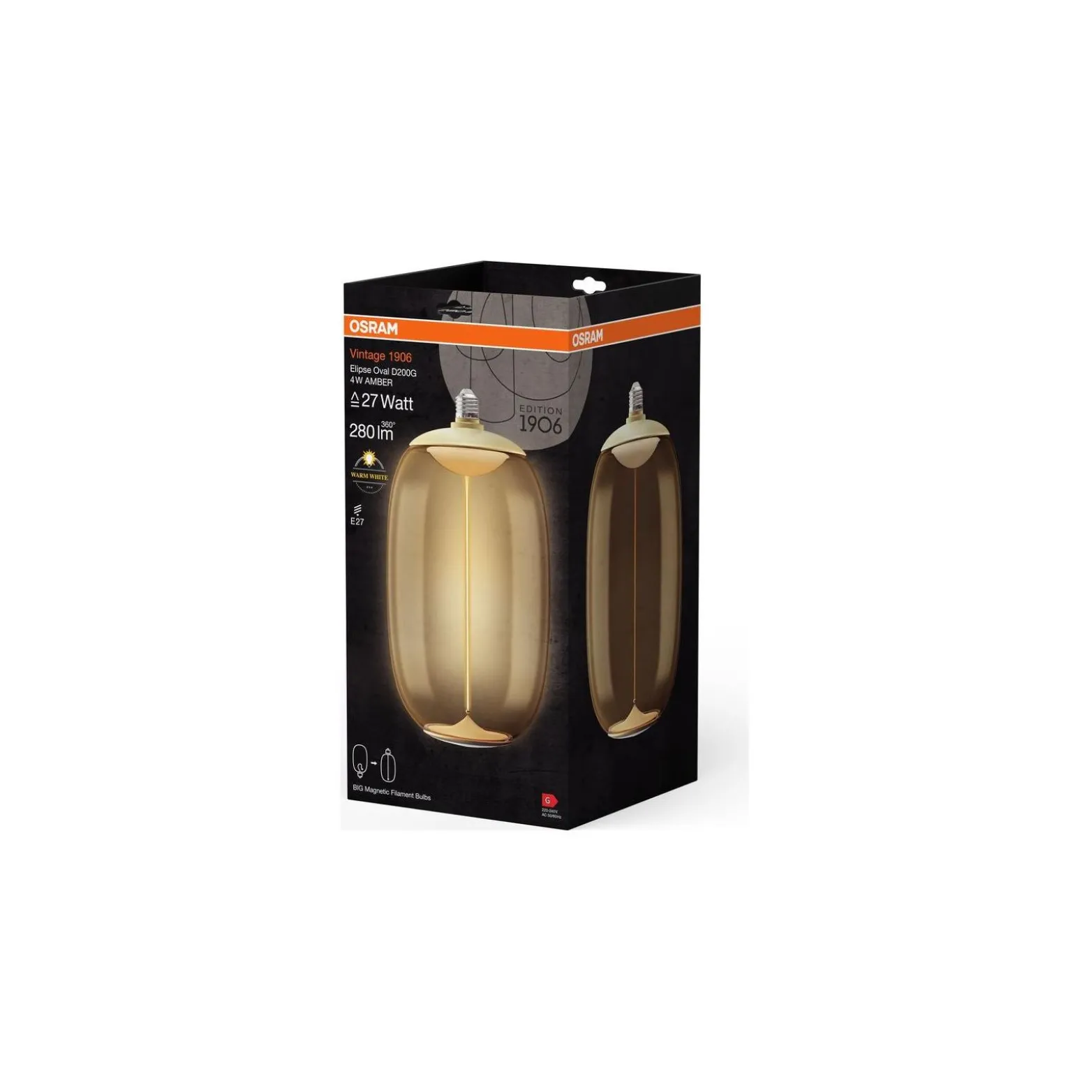 Osram Vintage 1906 LED E27 Special Filament Klar 4W 280lm - 827 Extra Varm Vit | Ersättare 25W