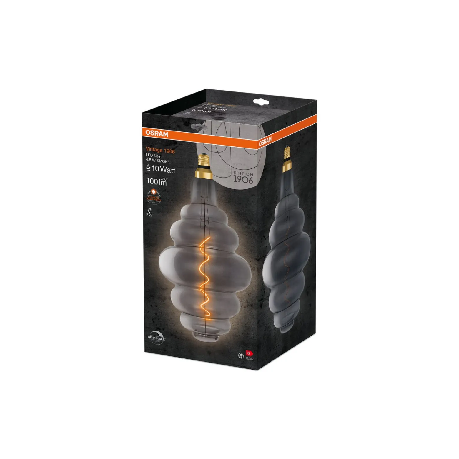 Osram Vintage 1906 LED E27 Special Filament Smokey 4.8W 100lm - 818 Extra Warm White | Dimmable