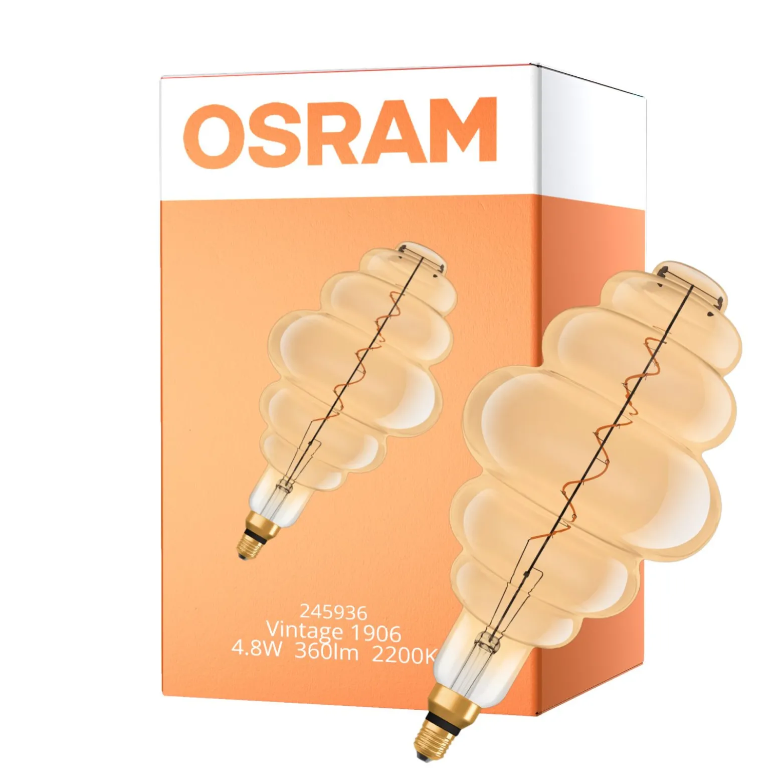 Osram Vintage 1906 LED E27 Special Filament Gold 4.8W 360lm - 822 Extra Warm White | Dimmable