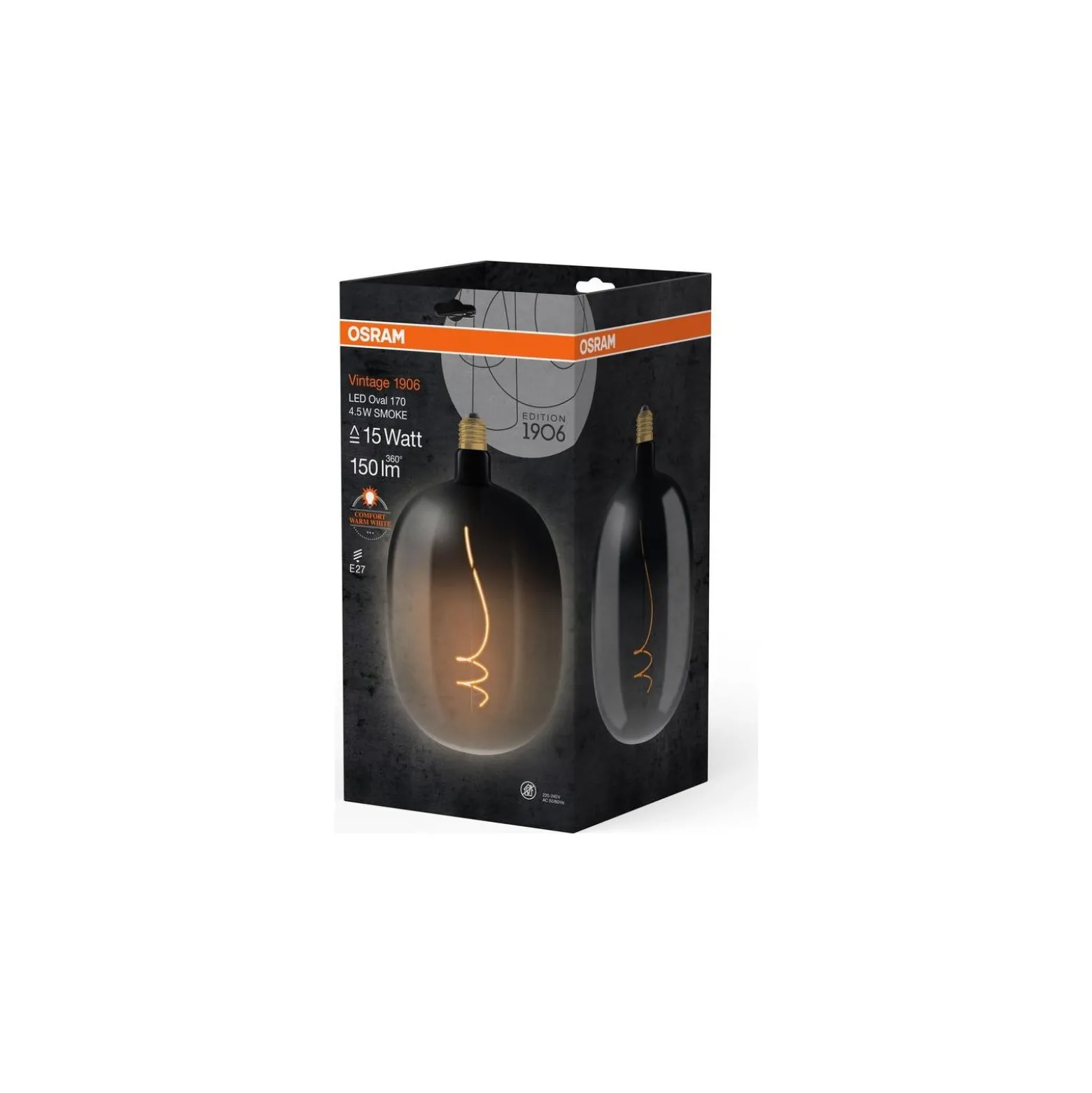 Osram Vintage 1906 LED E27 Special Filament Smoke 4.5W 150lm - 818 Extra Varm Vit | Ersättare 15W