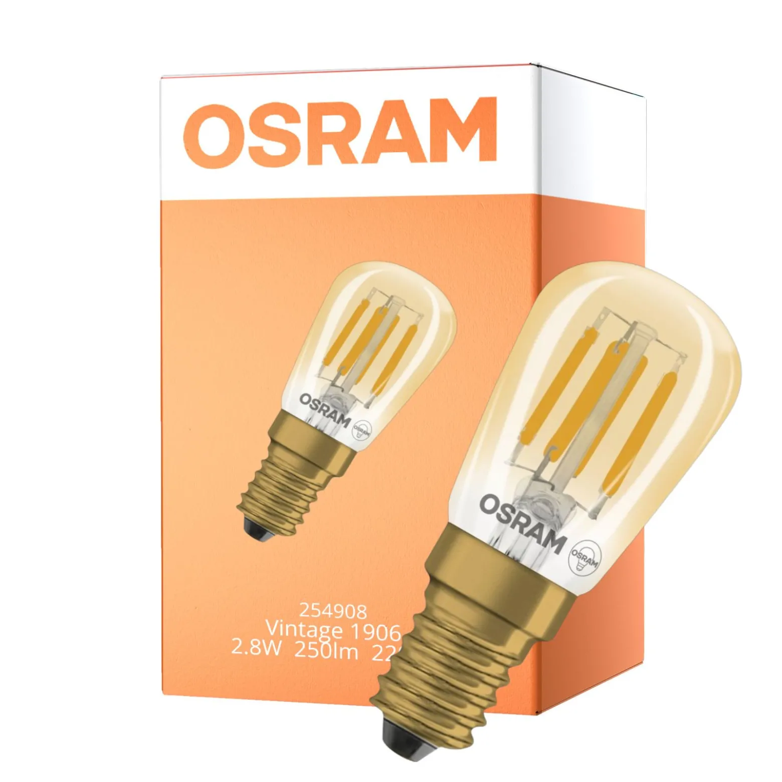 Osram Vintage 1906 LED Special Shapes E14 Tubular Ambar 2.8W 250lm - 822 Extra Varm Vit | Dimbar - Ersättare 25W