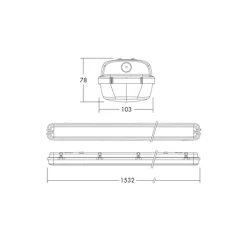 THORNeco LED Allmänbruksarmatur Vattentät Julie 55W 6300lm - 840 Kallvit | 150cm
