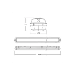 THORNeco LED Allmänbruksarmatur Vattentät Julie 55W 6300lm - 840 Kallvit | 150cm - Kabelgenomföring