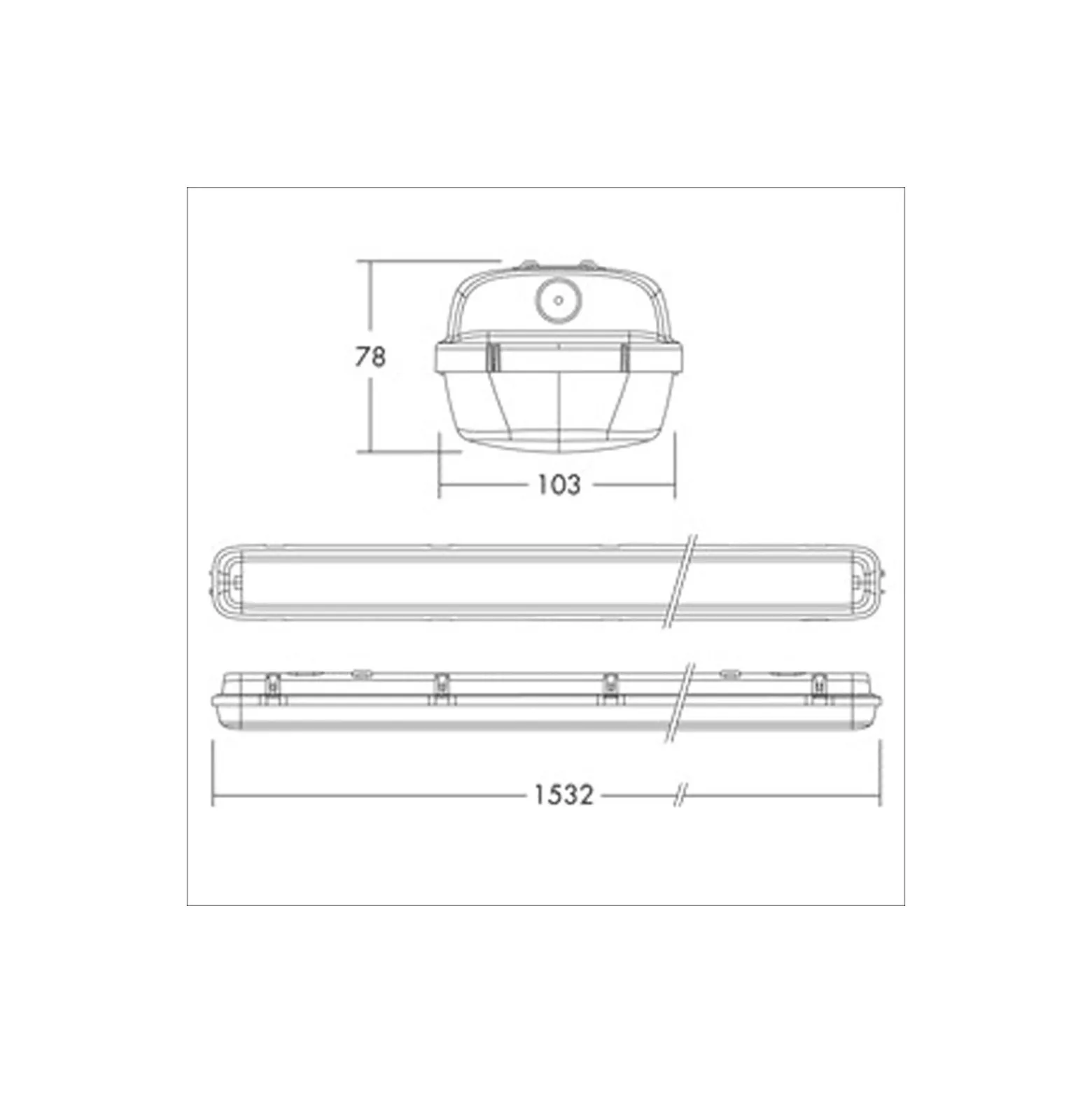 THORNeco LED Allmänbruksarmatur Vattentät Julie 55W 6300lm - 840 Kallvit | 150cm - Kabelgenomföring