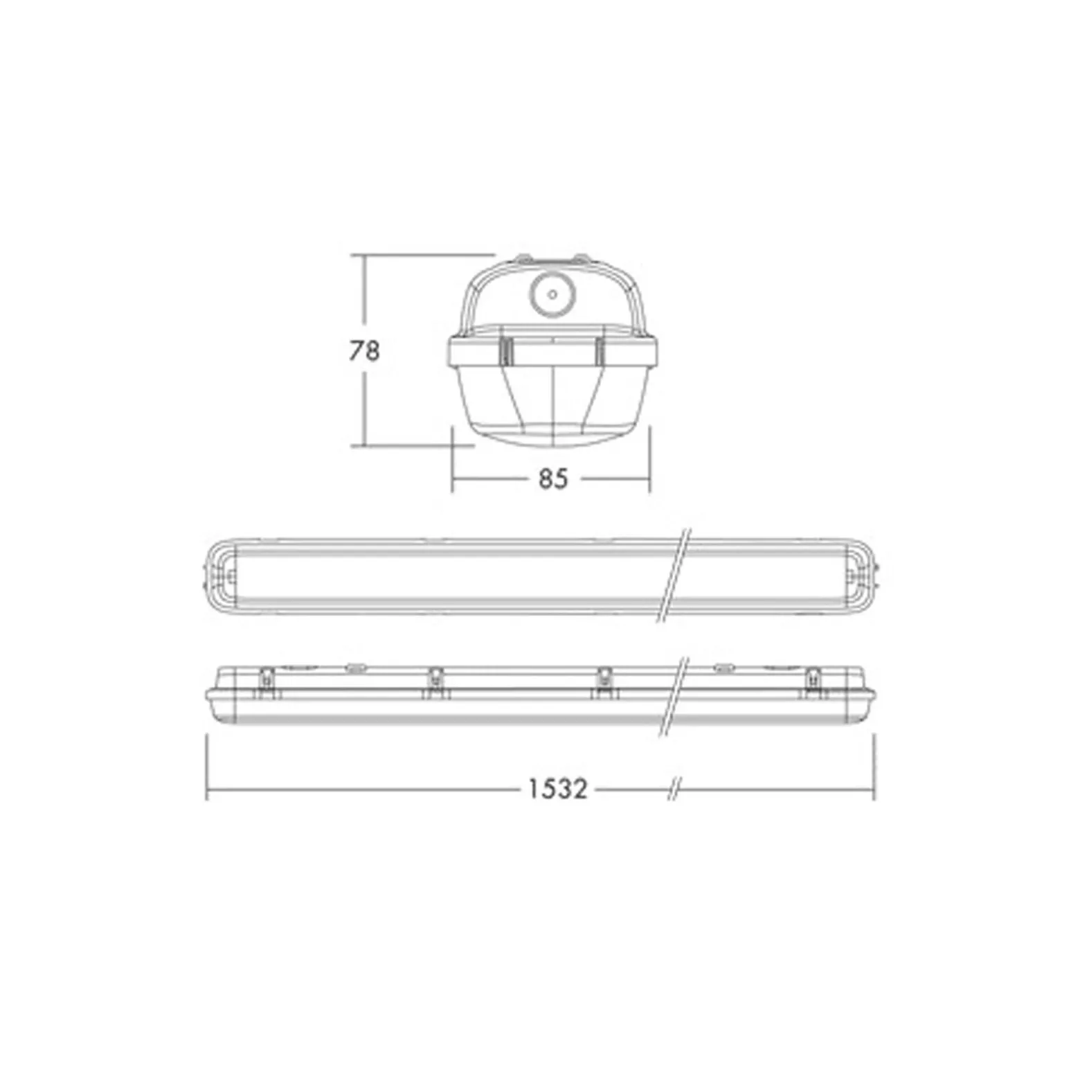 THORNeco LED Allmänbruksarmatur Vattentät Julie 38W 4200lm - 840 Kallvit | 150cm