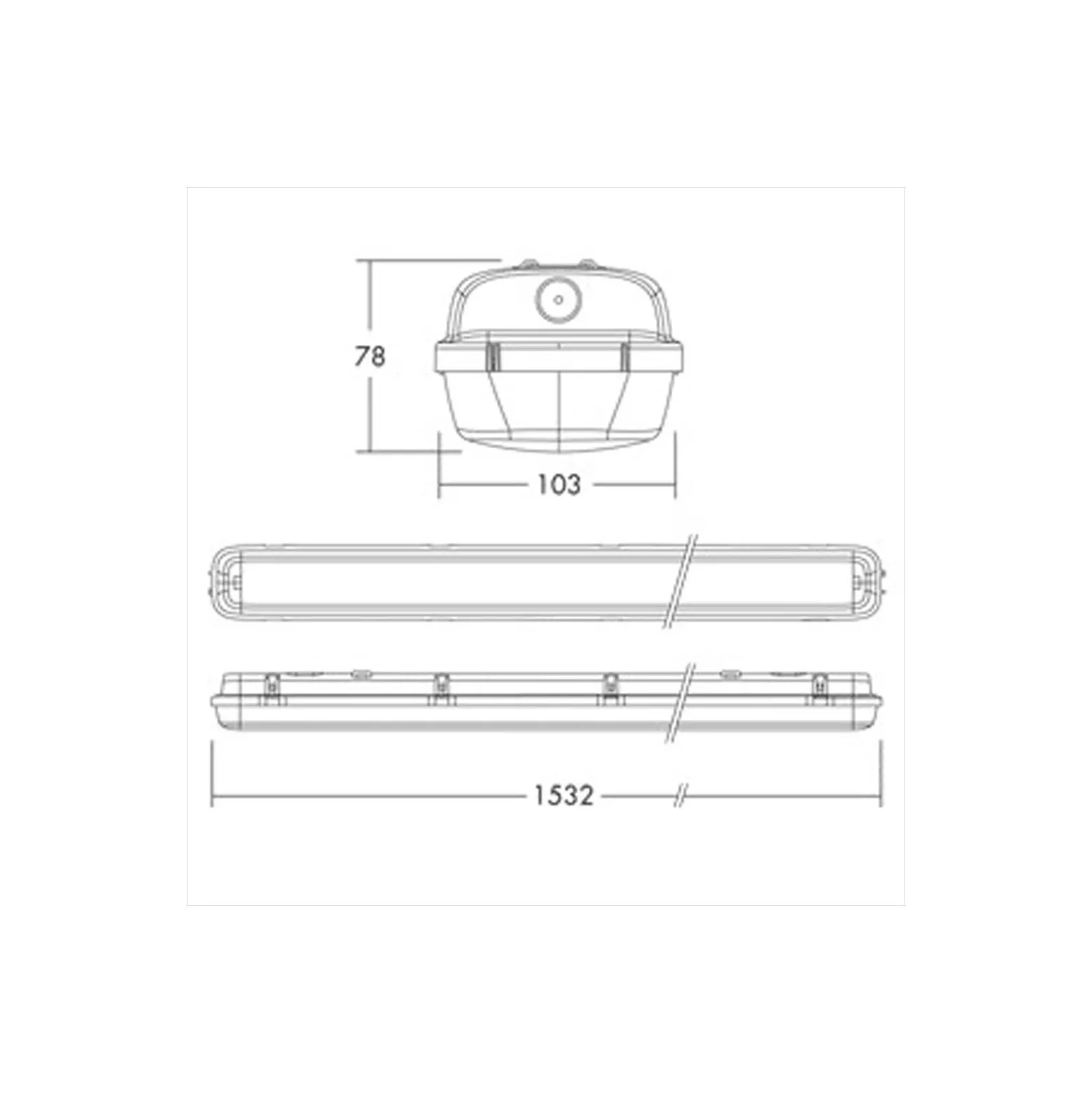 THORNeco LED Allmänbruksarmatur Vattentät Julie 55W 6300lm - 840 Kallvit | 150cm - Rörelse- Och Ljussensor