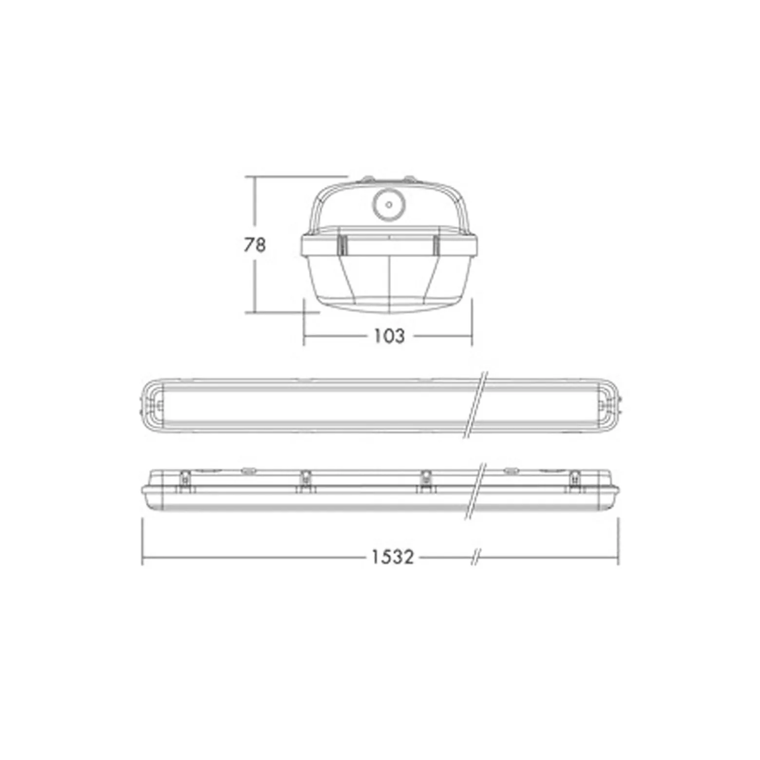 THORNeco LED Allmänbruksarmatur Vattentät Julie 55W 6300lm - 840 Kallvit | 150cm - Easy Connect