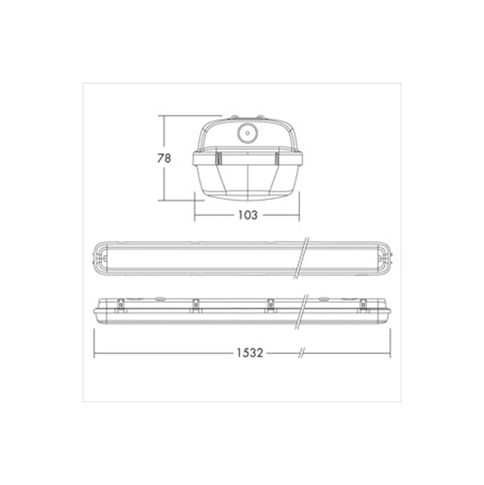 THORNeco LED Allmänbruksarmatur Vattentät Julie 38W 4200lm - 840 Kallvit | 150cm - 3 Timmar Nödbelysning