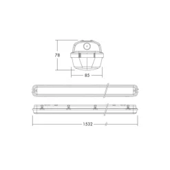 THORNeco LED Allmänbruksarmatur Vattentät Julie 38W 4200lm - 840 Kallvit | 150cm - 3 Timmar Nödbelysning - Rörelse- Och Ljussensor