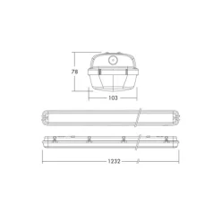 THORNeco LED Allmänbruksarmatur Vattentät Julie 38W 4200lm - 840 Kallvit | 120cm - Rörelse- Och Ljussensor