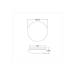 THORNeco LED Plafond LENA VARIO Vit 15W 1400lm - 830-835-840 CCT | 350mm - IP44 - Rörelsesensor, Ljussensor
