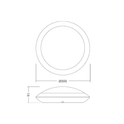 THORNeco LED Plafond TOM VARIO Vit 20W 2000lm - 830-840 CCT | 300mm - IP66 - Rörelsesensor, Ljussensor