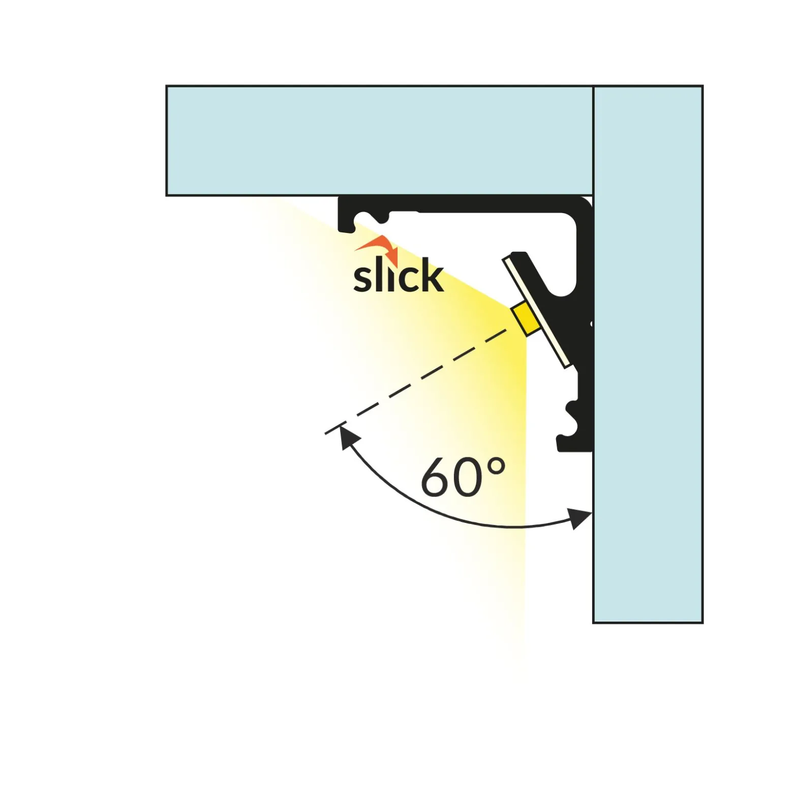 Topmet LED Profil CABI12 E slide - 1m - Complete set - Vit