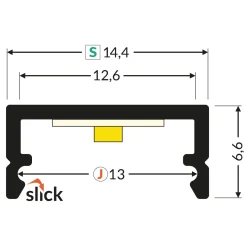 Topmet LED Profil Set Standard BEGTON12 J Opal S Svart 1000 Svart anod.