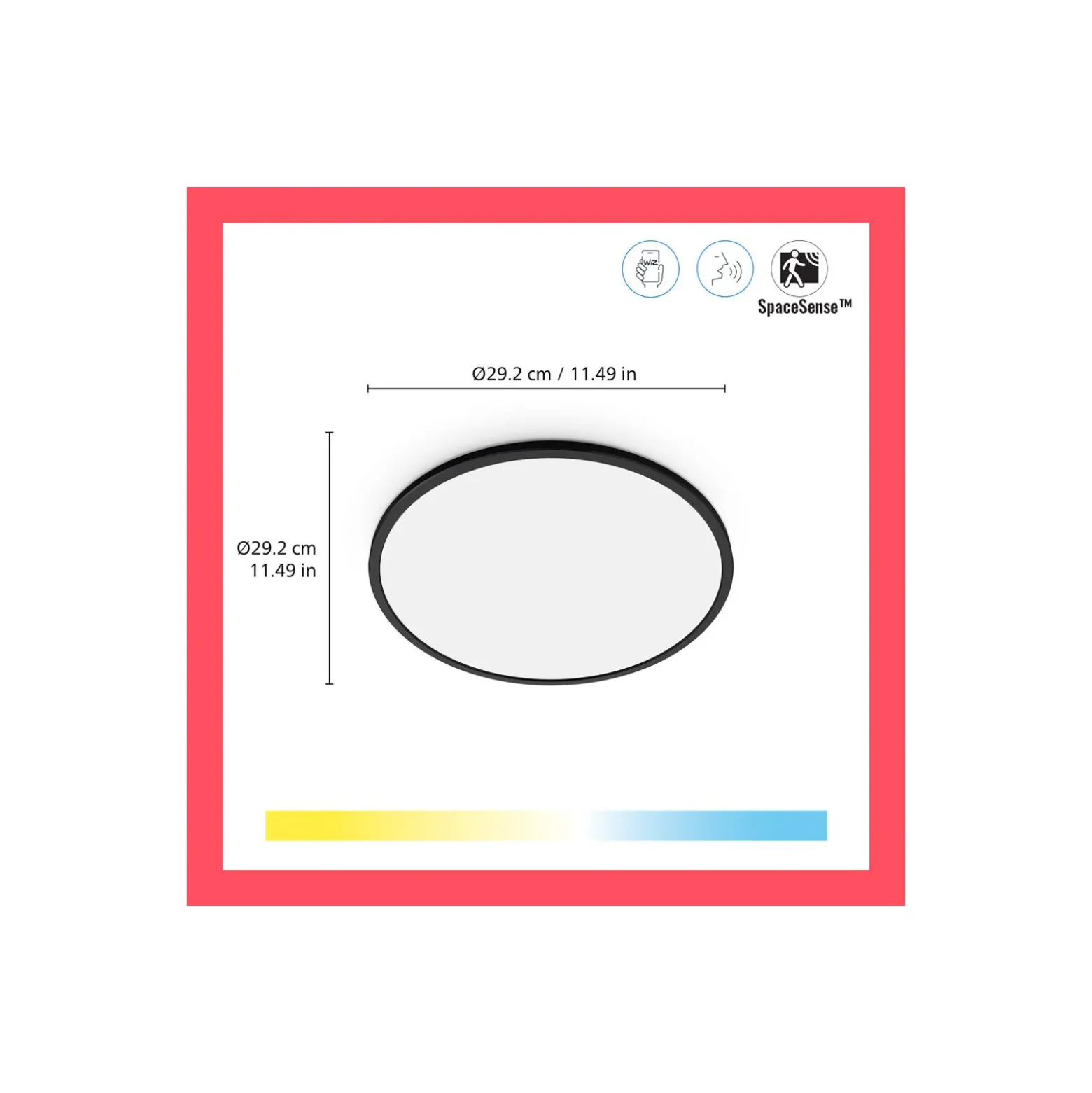 WiZ Smart LED Taklampa SuperSlim Svart 16W 1300lm - 927-965 Justerbar Vit | IP20 - Bästa Färgåtergivning - Wifi Dimbar