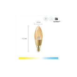 WiZ Smart LED E14 Kronljus Filament Guld 5W 370lm | Bästa Färgåtergivning - Dimbar - Ersättare 25W