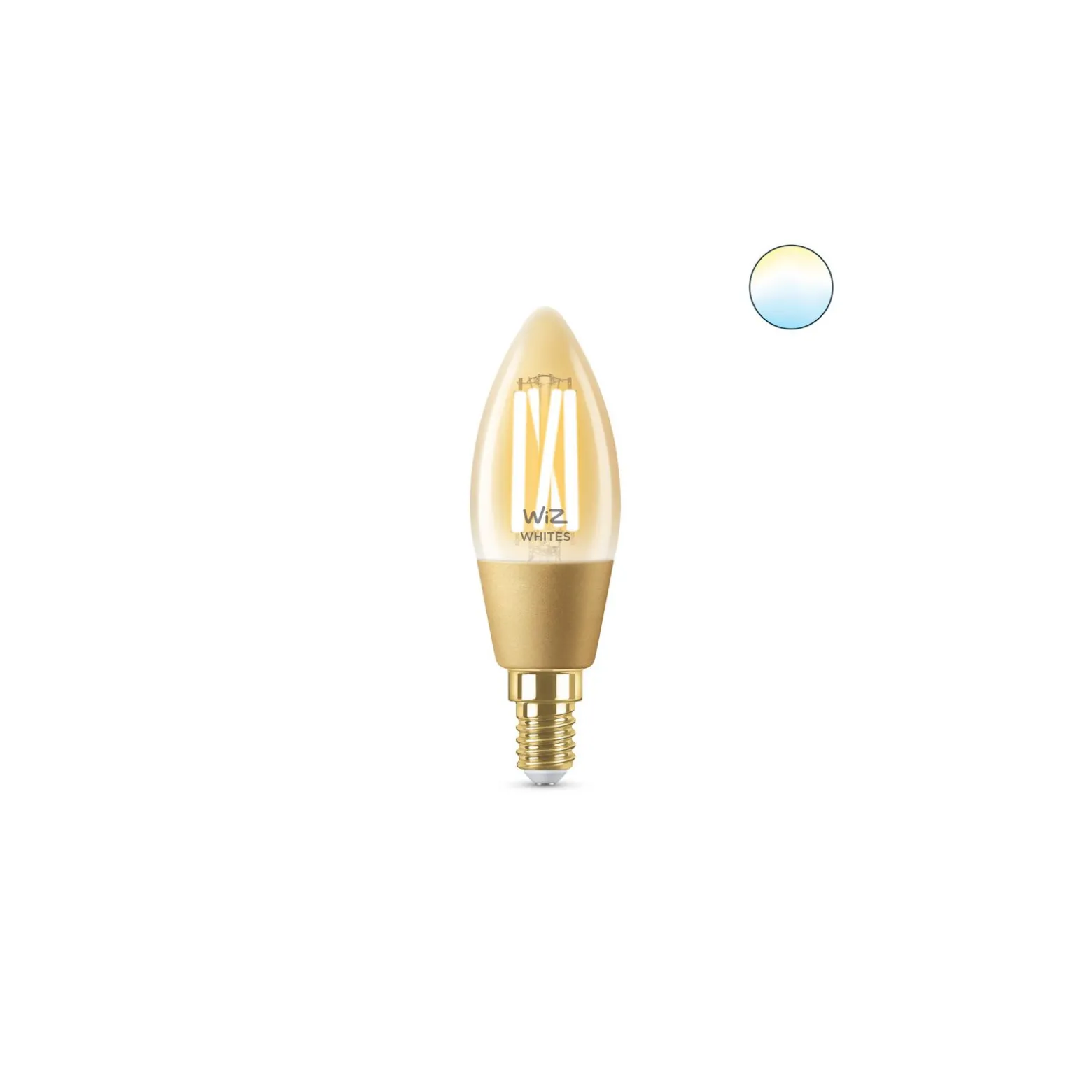 WiZ Smart LED E14 Kronljus Filament Guld 5W 370lm | Bästa Färgåtergivning - Dimbar - Ersättare 25W