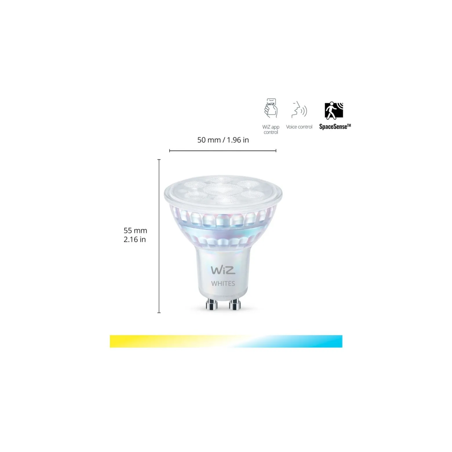 WiZ Smart LED Spot GU10 PAR16 5W 400lm 36D | Bästa Färgåtergivning - Dimbar - Ersättare 50W